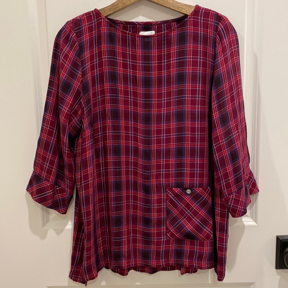 J Jill Plaid Top Size L